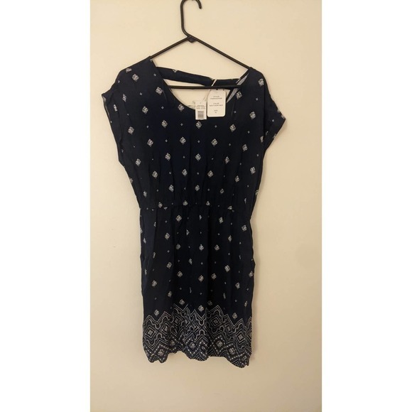 Pink Rose Boho Dress XL, Navy Blue Midi, NWT - Picture 6 of 11